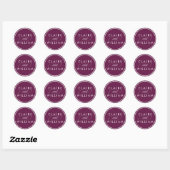 Sticker Rond Cabernet Plum Mariage personnalisé (Feuille)