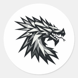 Sticker Rond Cabeza de dragón poligonal