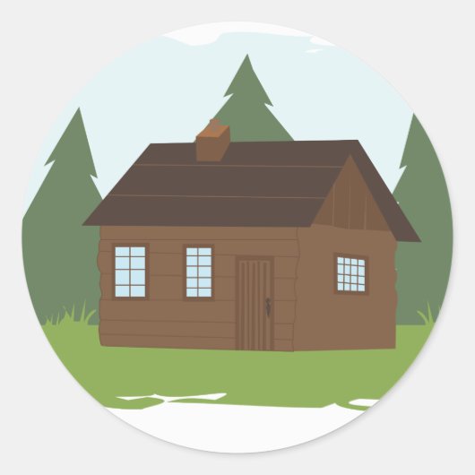Sticker Rond Cabine dans les arbres (Devant)