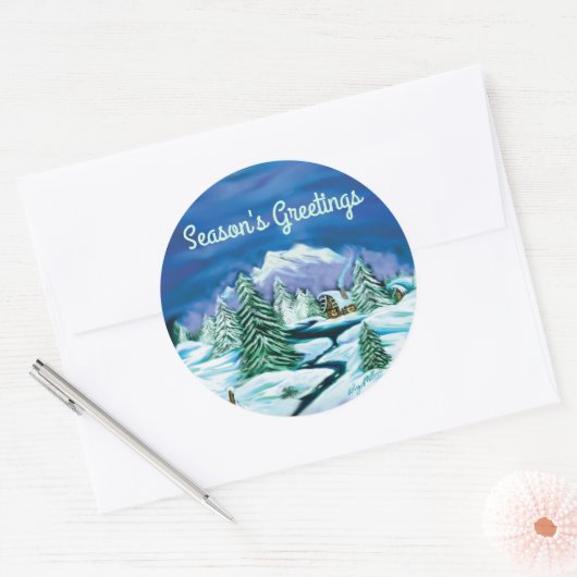 Sticker Rond Cabine de journal pacifique (Enveloppe)
