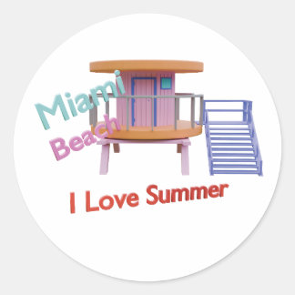 Sticker Rond Cabine de plage de Miami