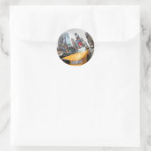 Sticker Rond Cabine jaune de New York (Sac)