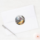 Sticker Rond Cabine jaune de New York (Enveloppe)