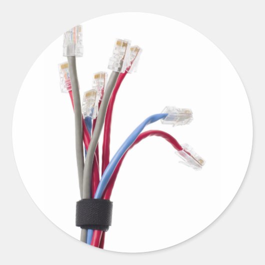 Sticker Rond Câbles de réseau (Devant)