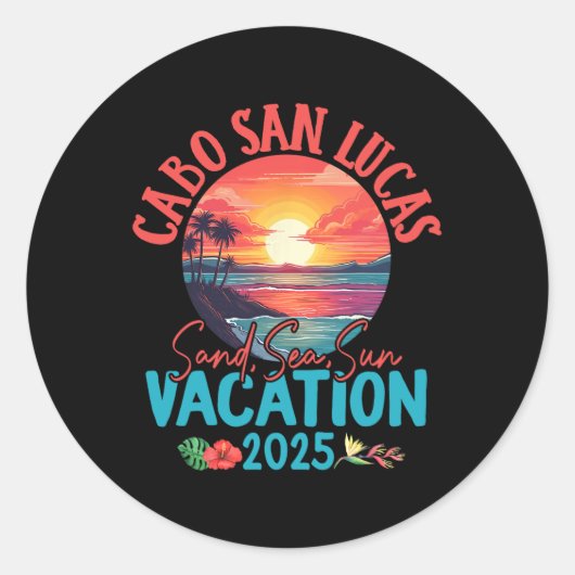 Sticker Rond Cabo San Lucas Mexique Vacation 2025 Souvenir Matc (Devant)