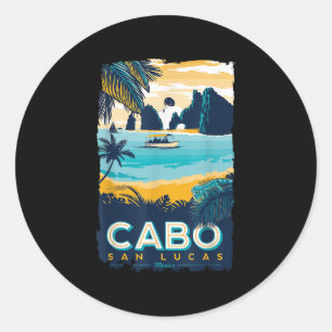 Sticker Rond Cabo San Lucas Tropical Beach Mexique Travel Vinta