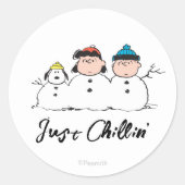Sticker Rond cacahuètes | 3 Personne Snowman (Devant)