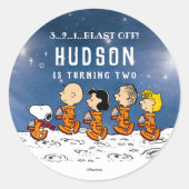 Sticker Rond cacahuètes | Anniversaire de l'espace (Devant)