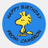 Sticker Rond cacahuètes | Bois | Joyeux anniversaire (Devant)