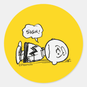 Sticker Rond cacahuètes   Charlie Brown est en panne