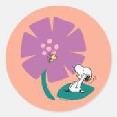 Sticker Rond cacahuètes | Illustration de la nature Fleur pourp (Devant)