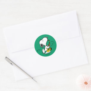 Sticker Rond cacahuètes   Lecteur Snoopy Saxophone