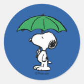 Sticker Rond cacahuètes | Parapluie vert Snoopy (Devant)