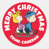 Sticker Rond cacahuètes | Sally & Linus Sled (Devant)