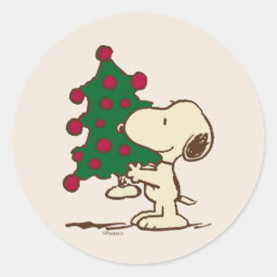 Sticker Rond cacahuètes   Snoopy Christmas Tree
