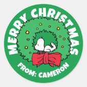 Sticker Rond cacahuètes | Snoopy Christmas Wreath (Devant)