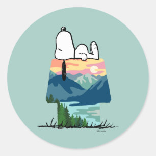 Sticker Rond cacahuètes   Snoopy Dog House Go Wild