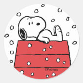 Sticker Rond cacahuètes | Snoopy Doghouse Snowflakes (Devant)