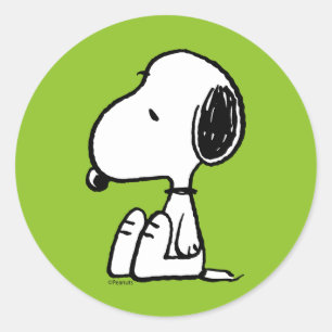 Sticker Rond cacahuètes   Snoopy En Bas