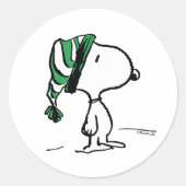 Sticker Rond cacahuètes | Snoopy Green Casquette de neige (Devant)