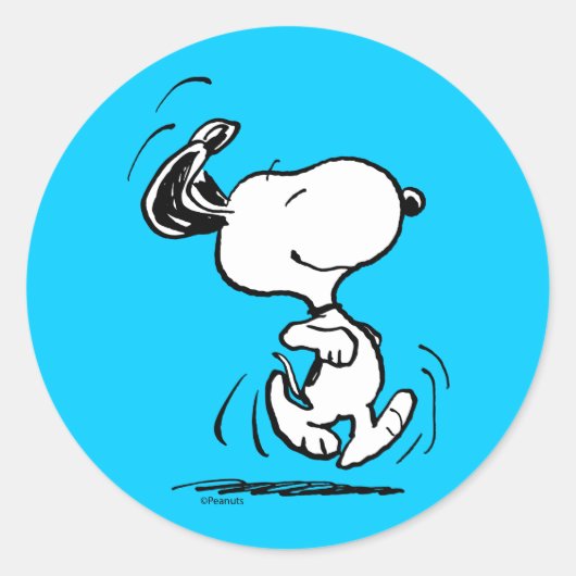 Sticker Rond cacahuètes | Snoopy Happy Dance (Devant)