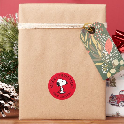 Sticker Rond cacahuètes | Snoopy | Joyeux Noël (vacances)