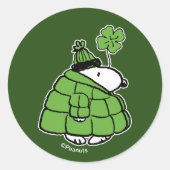 Sticker Rond cacahuètes | Snoopy Lucky Clover (Devant)