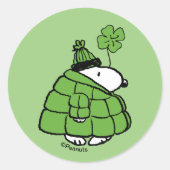 Sticker Rond cacahuètes | Snoopy Lucky Clover (Devant)