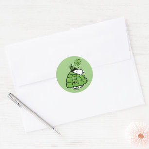 Sticker Rond cacahuètes   Snoopy Lucky Clover