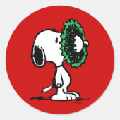 Sticker Rond cacahuètes | Snoopy pour les fêtes (Devant)