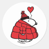 Sticker Rond cacahuètes | Snoopy Puffer Veste Valentine (Devant)