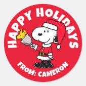 Sticker Rond cacahuètes | Snoopy & Woodstock Ho Ho Ho (Devant)