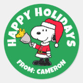 Sticker Rond cacahuètes | Snoopy & Woodstock Ho Ho Ho (Devant)