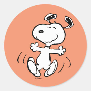 Sticker Rond cacahuètes   Une Danse Heureuse Snoopy
