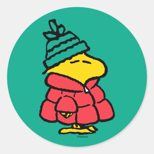 Sticker Rond cacahuètes | Veste d'hiver de Woodstock Puffy (Devant)