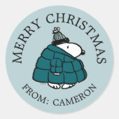 Sticker Rond cacahuètes | Veste Snoopy Winter Puffer (Devant)