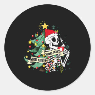 Sticker Rond Cacao Chaud Squelette Drôle Assez Joyeux Assez Y S