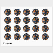 Sticker Rond Caché en rose, orange et bleu (Feuille)