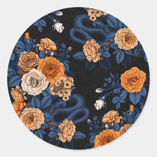 Sticker Rond Caché en rose, orange et bleu (Devant)