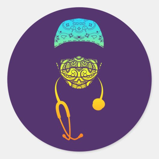Sticker Rond cachet cachemire classique ronde (Devant)