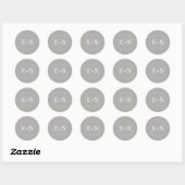 Sticker Rond Cachet de Mariage Élégant et Simple avec Monogramm (Feuille)