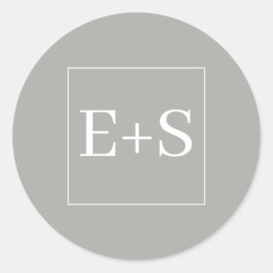 Sticker Rond Cachet de Mariage Élégant et Simple avec Monogramm