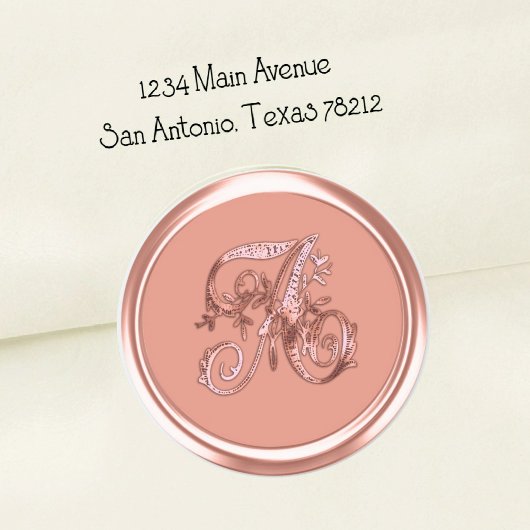Sticker Rond Cachet d'enveloppe à monogramme initial rose