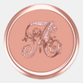 Sticker Rond Cachet d'enveloppe à monogramme initial rose (Devant)