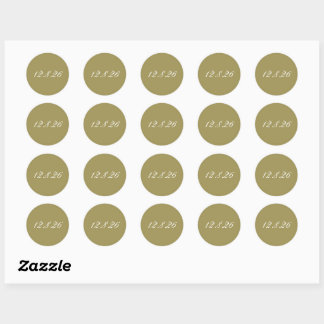 Sticker Rond Cachet d'enveloppe de date de mariage vintage vert