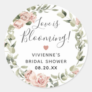 Sticker Rond Cachet d'enveloppe Fleur rose poussiéreuse en fleu