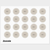 Sticker Rond Cachet d'enveloppe initiales minimalistes Grège &  (Feuille)