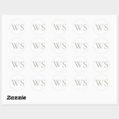 Sticker Rond Cachet d'enveloppe Monogramme Taupe Classique (Feuille)