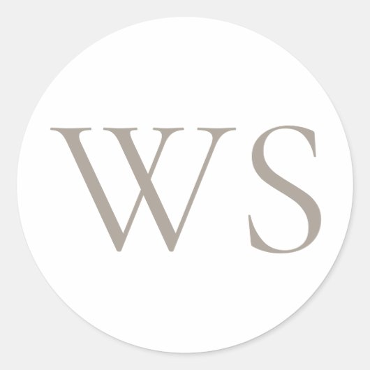 Sticker Rond Cachet d'enveloppe Monogramme Taupe Classique (Devant)