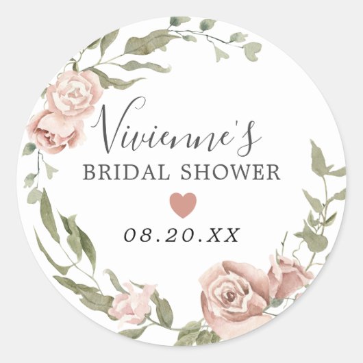 Sticker Rond Cachet d'enveloppe pour douche de mariée à fleurs  (Devant)